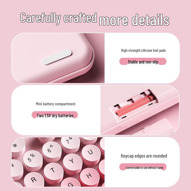 K73 Punk Retro Wireless Keyboard & Mouse Set - Colorful, Quiet, Round Keys for Girls' Office