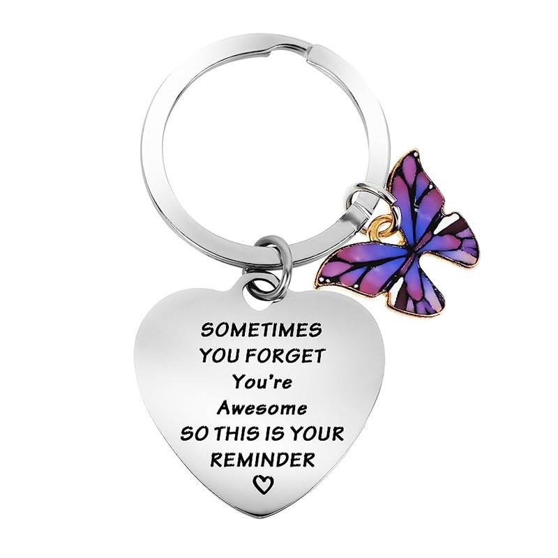 Steel Stainless Contemporary Keychain Inspirational Butterfly Accessory For Colleagues Classmates And