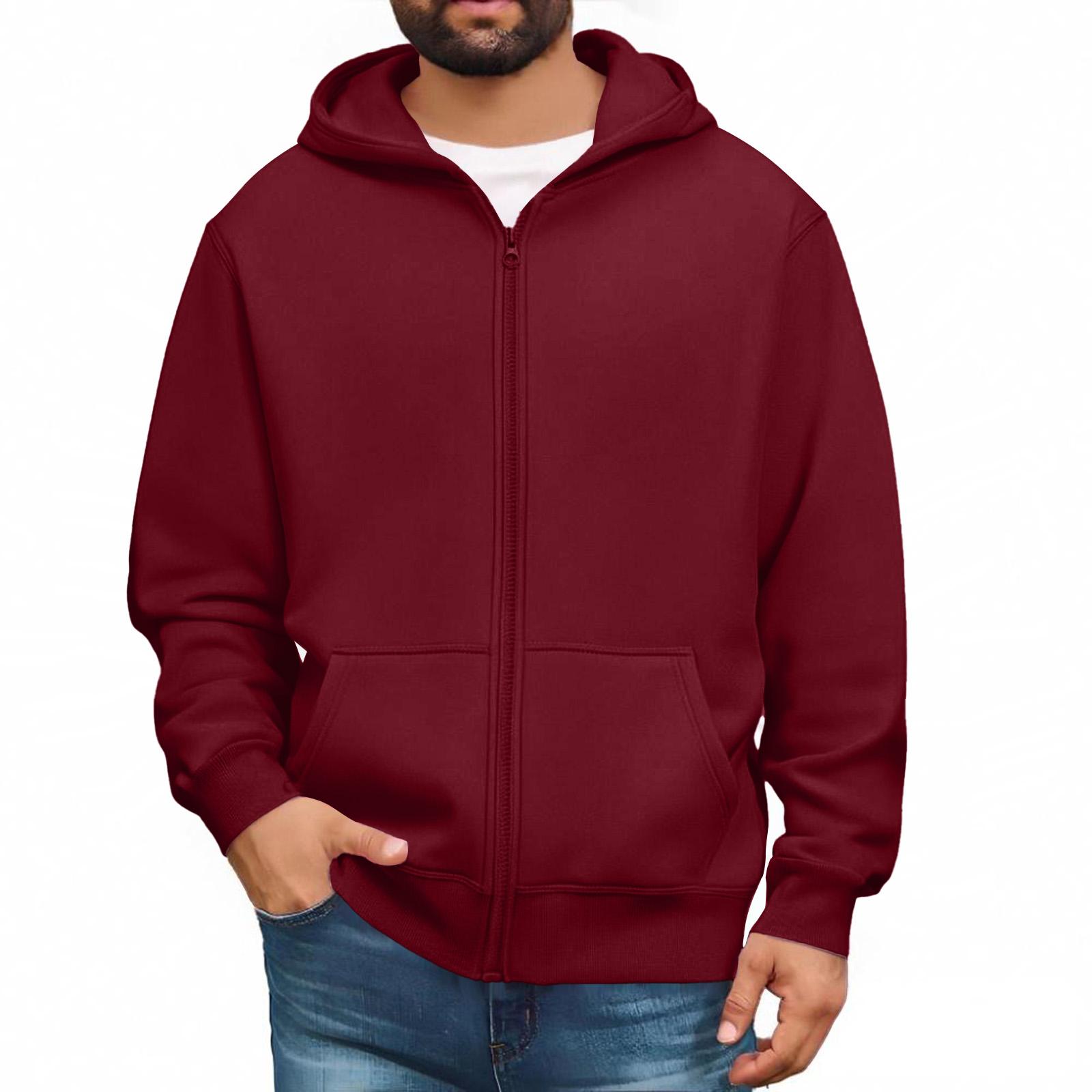 Amydeal Heren Sweatshirts met Lange Mouwen en Volledige Rits, Pullover Tops, Casual en Lange Jassen met Zakken M wijn