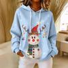 Women's Loose Comfortable Casual Fashion V-Neck Christmas Print Long Sleeve Hoodie