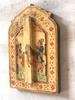 Handmade Carved Wooden Inlay Window: Painted Indian King Decor