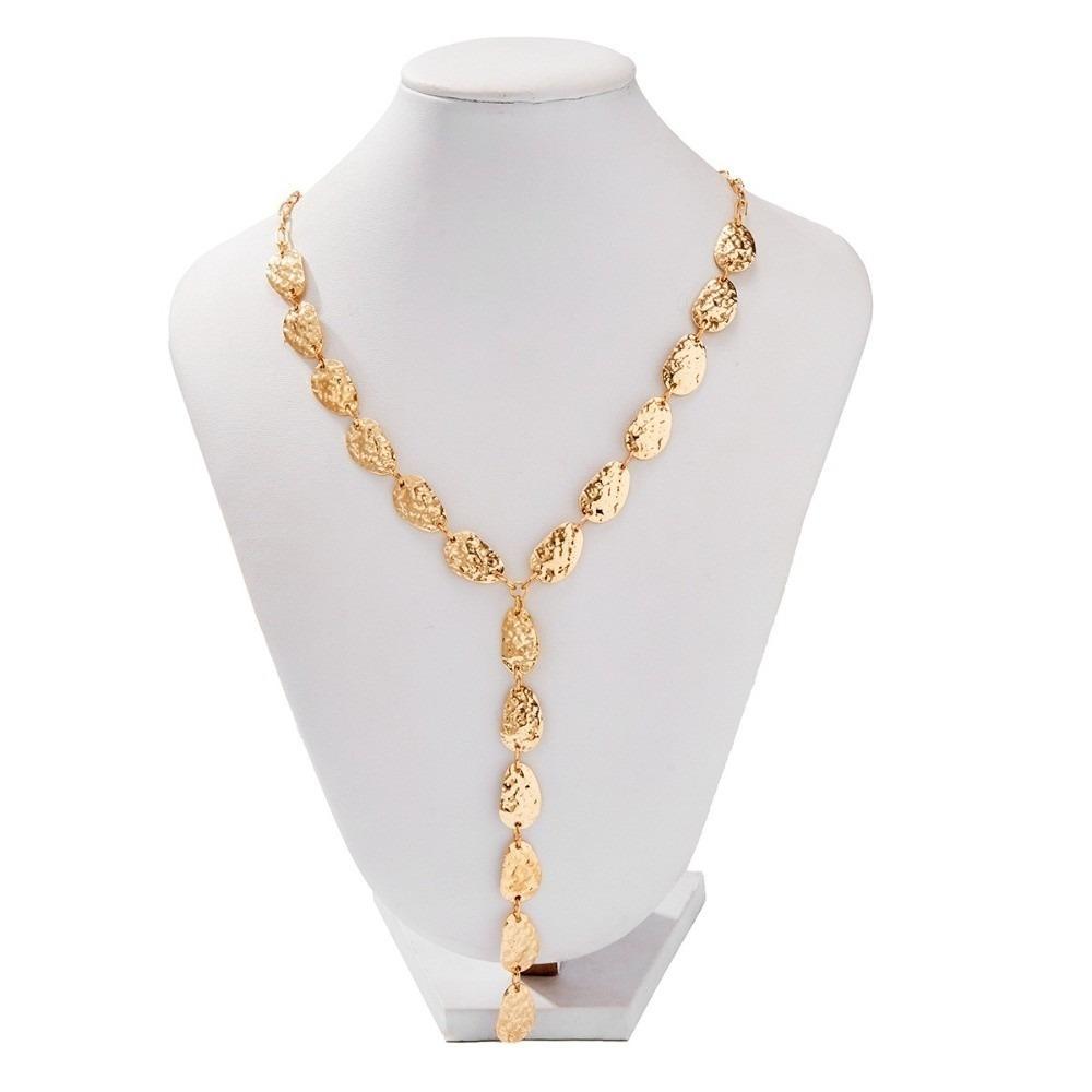 Vintage Irregular Necklace Adjustable Gold/Silver Choker Necklace Imitation Metal Tassels Design Pendant Necklace