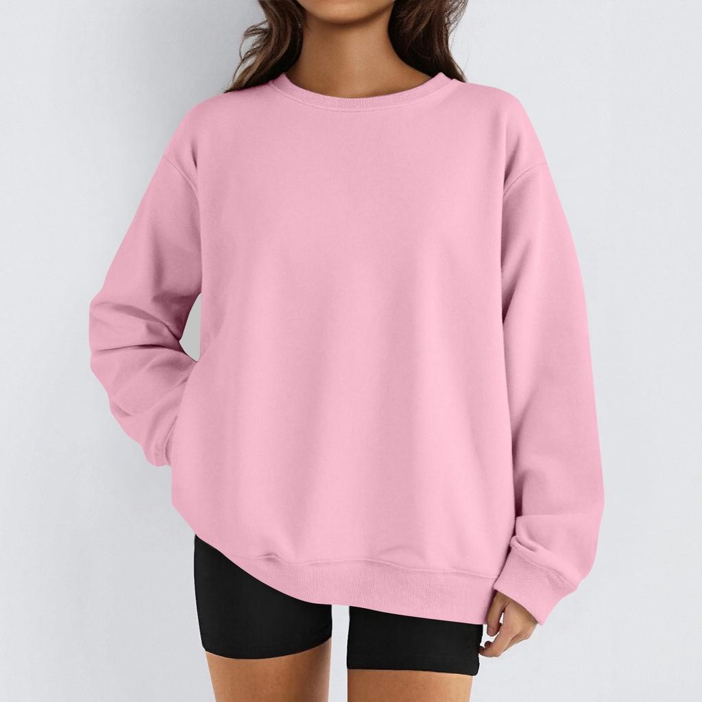 Women Winter Tops Women's Long Sleeve Sweatshirt Casual Crewneck Loose Fit Pollover Fleece Tops