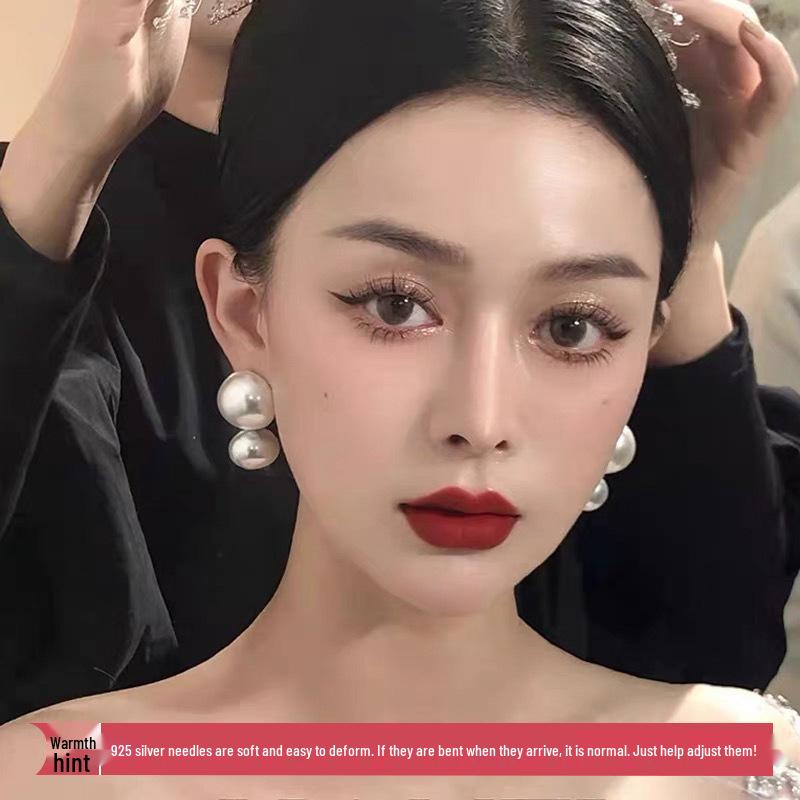 

Серьги-пусеты из серебра 925 пробы с жемчугом - Ретро стиль Хепберн, Высокая французская мода для невест и светских львиц