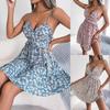 Ženy Ležérní Šaty Letní Potištěné Elegantní Popruh Zábaly Na hrudi Šaty Móda Bez rukávů Dámské oblečení bez zad