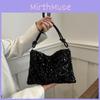 Trendy Sequin Handbag Women's 2024 Spring Latest Fashion Big Capacity Armpit Shoulder Bag Popular Small Square Bag