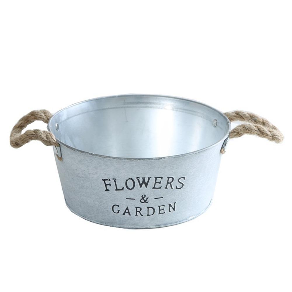 Iron Flower Container Home Decoration Flower Pot Vintage Rustic Flowerpot