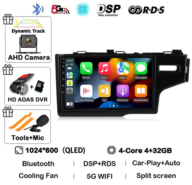 Android 14 Auto For Honda Jazz 3 2015-2020 Fit 3 GP GK 2013-2020 RHD Car Radio Multimedia Player Navigation Stereo GPS Head Unit