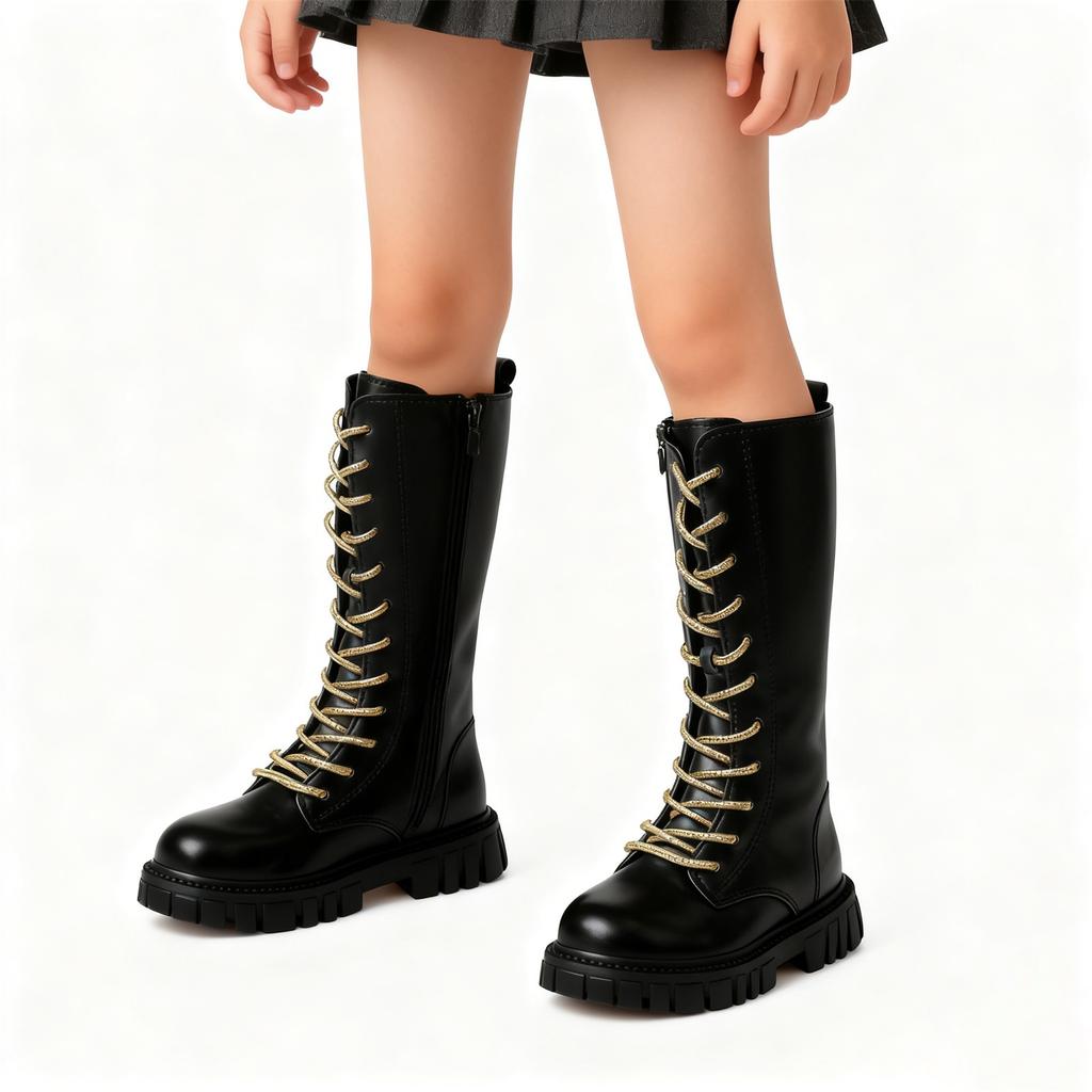Módní a pohodlné kožené šněrovací boty pro malé holčičky