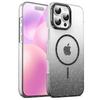 iPhone 17 Glitter Magnetic Case with Apple 16 Metal Lens Ring - 14 Pro Max Transparent Protective Cover