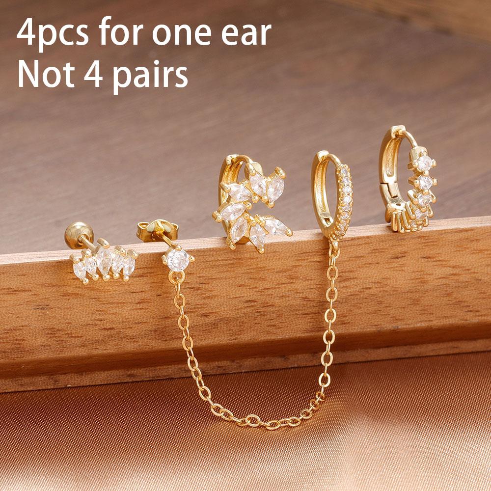 Crown Tassel Chain Stainless Steel Hoop Earrings for Women 18K Gold Ins Minimalist Earring Jewelry