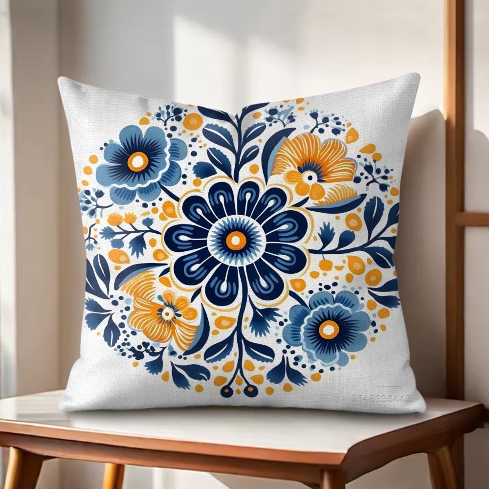 Resortstyle Patterns Cushion Cover Natural Linen Organic Fabric DoubleSided Printing Couch Pillow Covers Home Decor