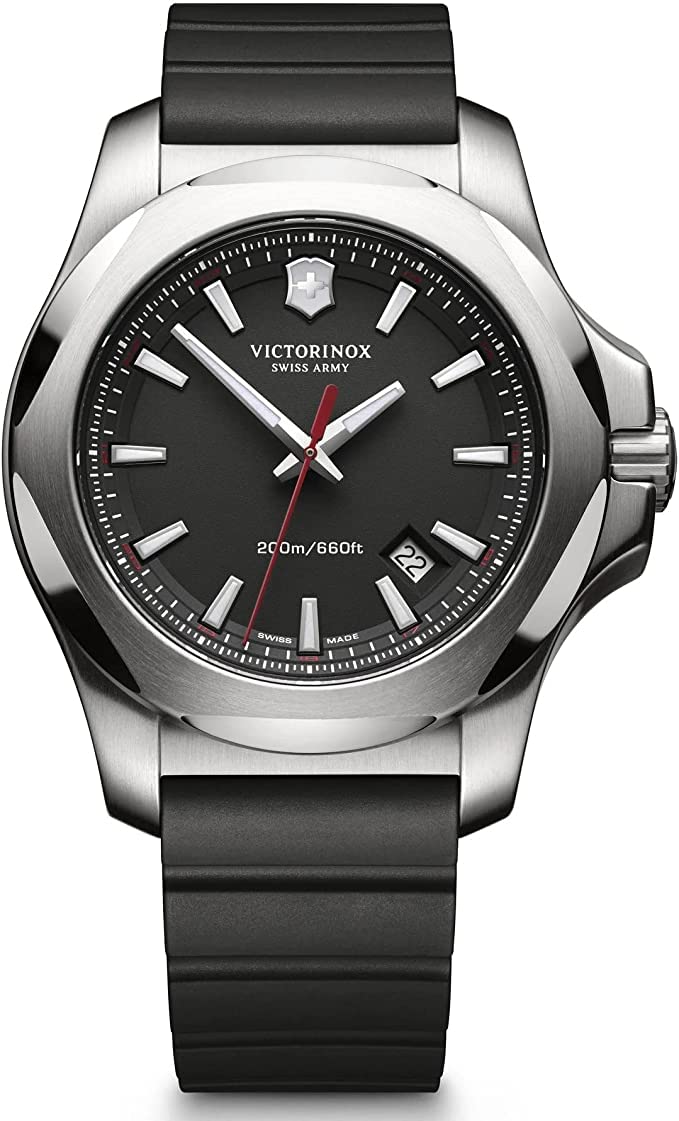 

[Victorinox Swiss Army] Годинник INOX. Корпус з нержавіючої сталі (316LКований) Чорний циферблат Чорний гумовий ремінець 241682.1 Чоловічий звичайний імпортний чорний