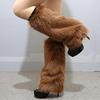 1 Pair Plush Elastic Solid Color Thick Leg Warmers Autumn Winter Women Warm Faux Fur Boot Stockings