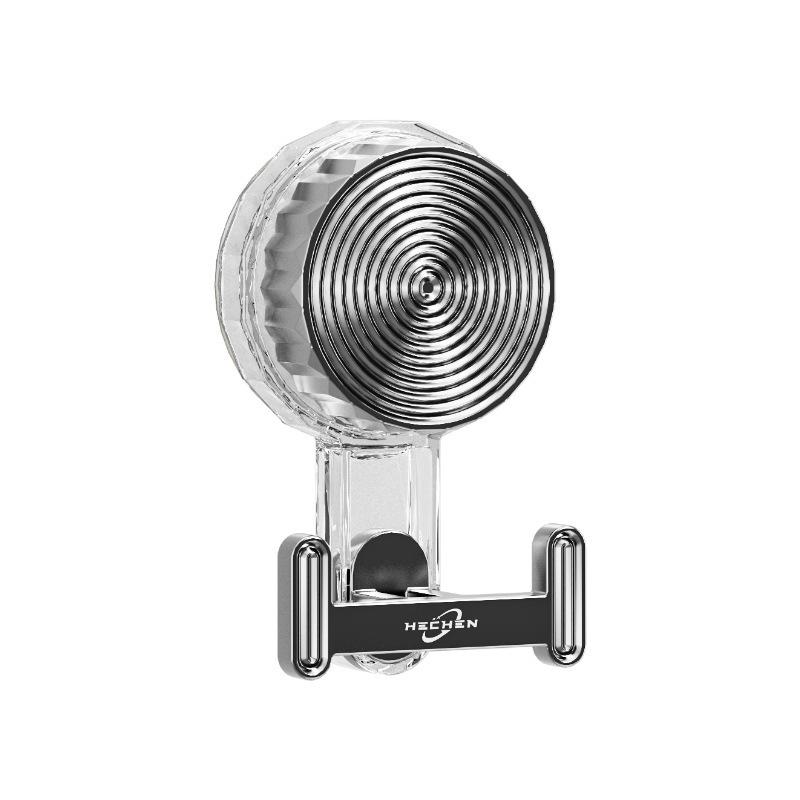 Electroplated No-Drill Double Hook: Suction Cup Towel & Key Holder for Bathroom, Kitchen, or Behind Door Use