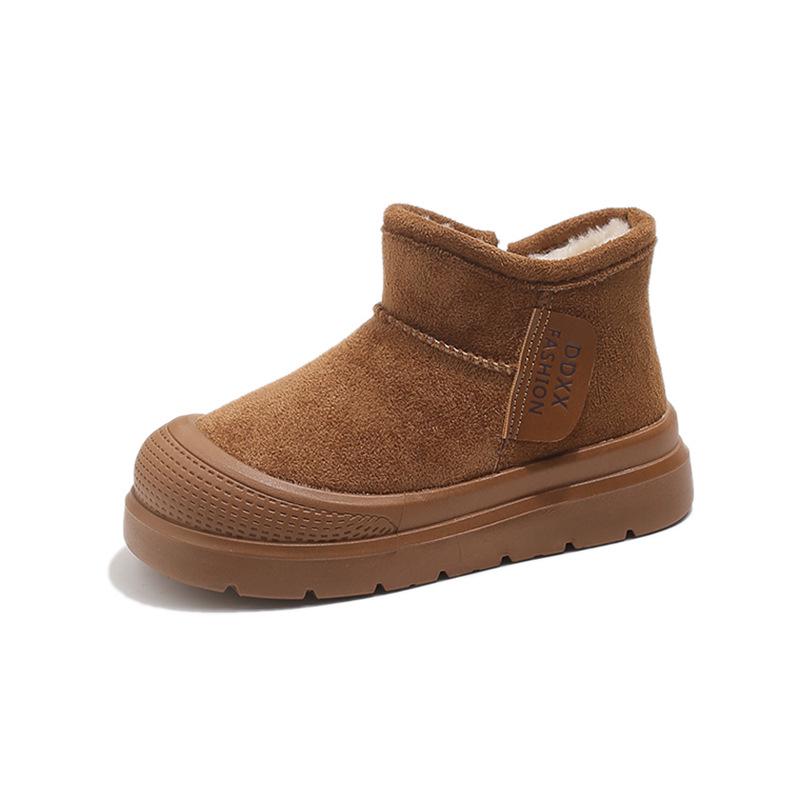 Bottes d'hiver 2025 doublées polaire pour enfants, Chaussures de neige chaudes anti-choc pour garçons et filles, Conception à bout fermé.