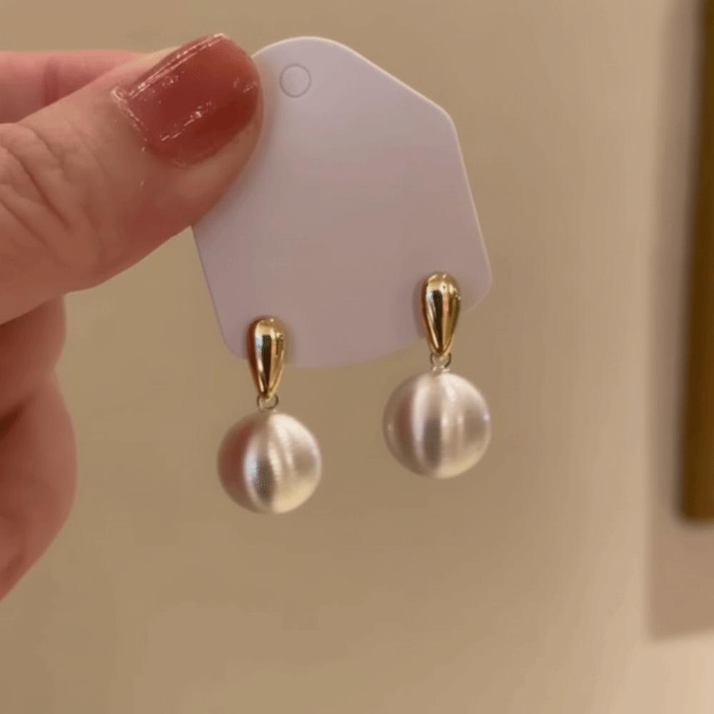 Frosted Surface Metal Earrings Brushed Metal Stud Earrings Ball Pendant Earrings Party Occasion серебряный