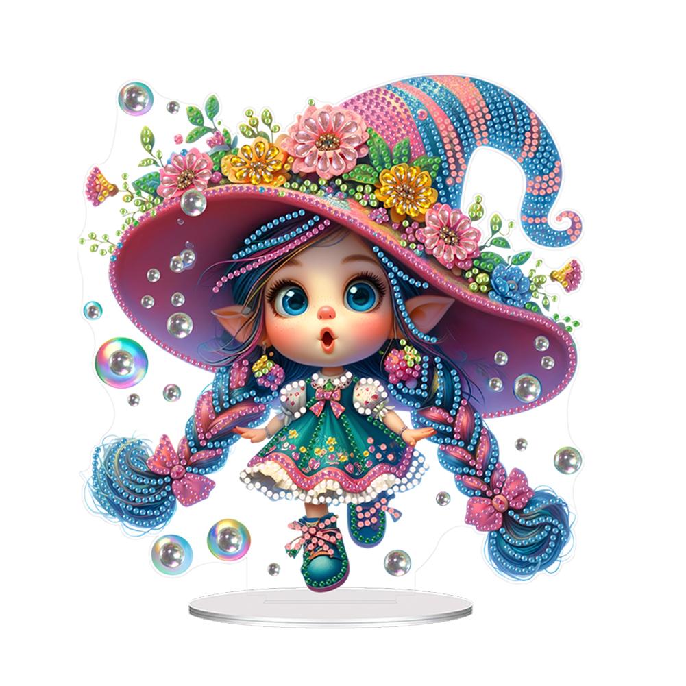 Acrylic Special Shape Floral Cat Cup Diamond Painting Tabletop Ornaments Kit Elf Girl Swan DIY Craft Crystal Painting Home Decor