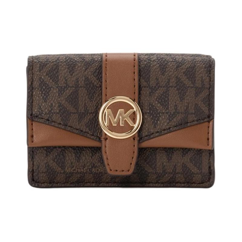 MICHAEL KORS Greenwich Metal Logo Design Coated Canvas Wallet Women s Brown золотой