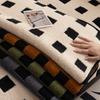 Winter Plush Sofa Cushion Checkered Pattern Soft  Warm Home Protection Cover Anti-Slip Sofa Pad for Living Room Decor Office
