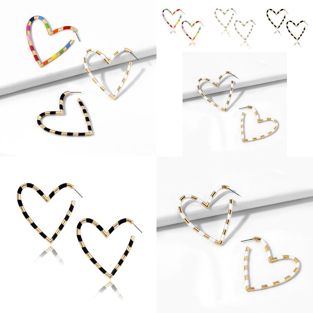 Elegant Geometric Heart Earrings For Women Trendy Multicolor Alloy Jewelry