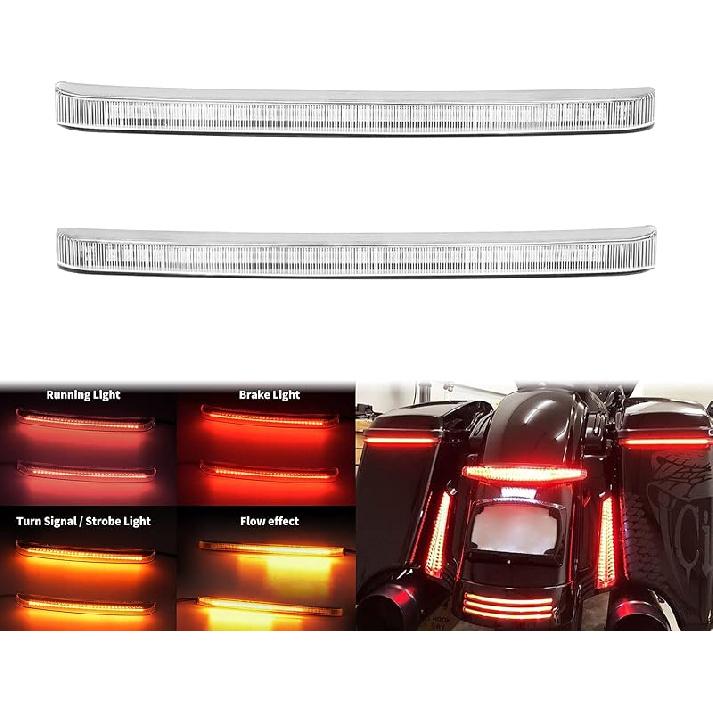 HDBUBALUS Smoke Saddlebag Tail Light LED Running Brake Sequential Turn Signal Lamp Fit for Harley Touring Street Gilde Road Gilde Road King Electra