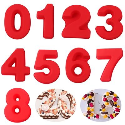 10 Inch 0-9 Numbers Shape Cake Mold Digtial Shape 3D DIY Fondant Chocolate Molds Silicone Cake Pan Cake Decoration Tools