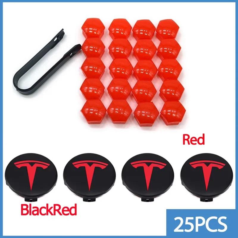 

56mm for Tesla Car Wheel Center Hub Caps Valve Cap Model 3 Y S X Tire Lug Nut Protective Covers 25pcs 29pcs Exterior Decoration