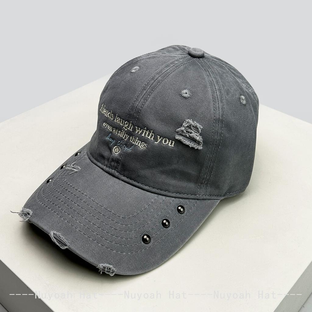 Broken Style Rivet Embroidered Letters Baseball Hats Sunshade Personal New Men Women Versatile Retro Fashion Peaked Caps Street