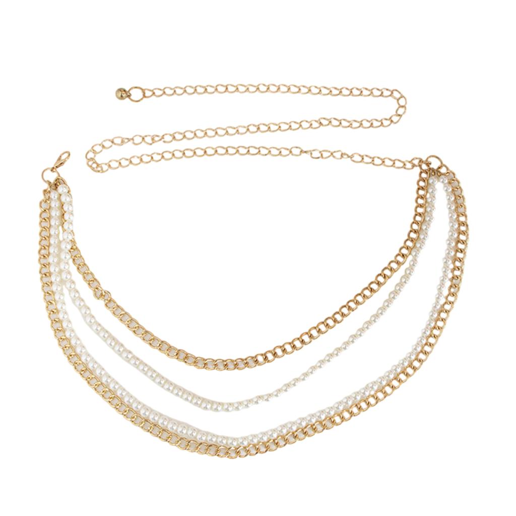 Shimmering Waist Chain for Female Fashion Pearl Wedding Chain Decorative Chain Belt Party Waistband Waist Accessories