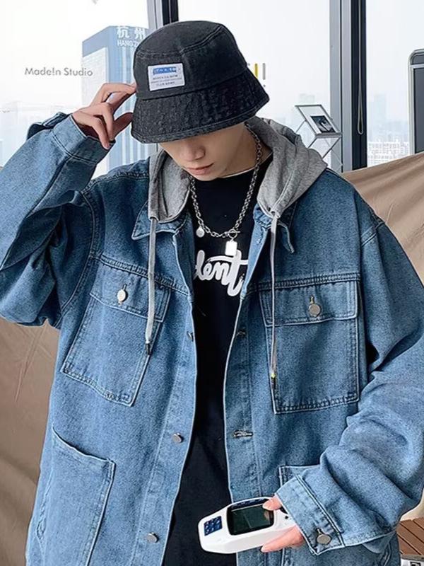 Trendy Japanese Style Hooded Denim Jacket - Youthful, Artistic, and Versatile for Spring and Autumn