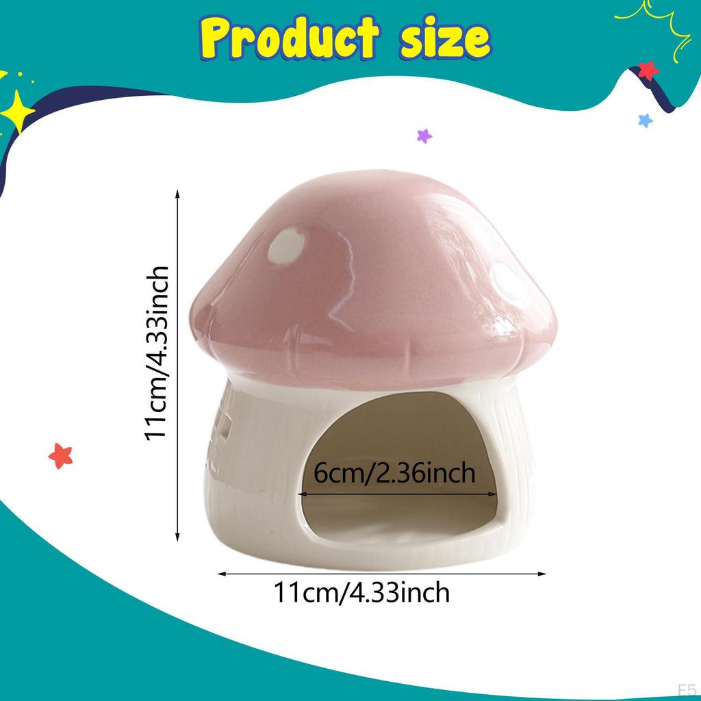 Ceramic Hamster House Guinea Pig Hideout Multipurpose Indoor Hideaway Mushroom Shaped for