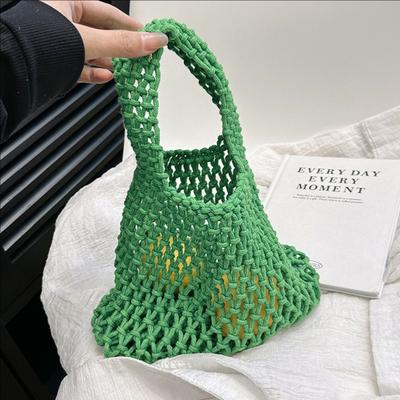Bolsa de Mão Clutch de Malha Vazada de Nicho Bolsa de Pulso Tecida à Mão Bolsa Versátil para Férias na Praia Tendência
