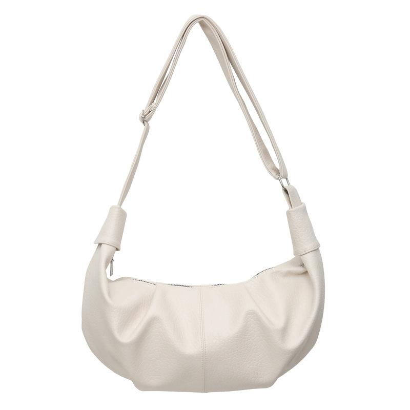 

Retro pleated bag ladies 2025 summer new casual simple commuter shoulder dumpling bag Korean messenger bag белый