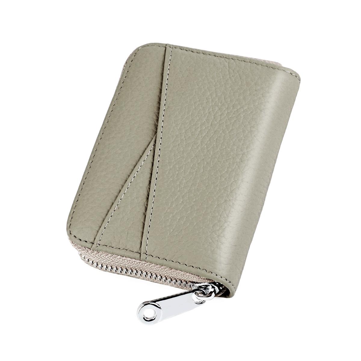 

Cartera Minimalista De Cuero Genuino Con Cremallera Para Mujer, Monedero Pequeño Con Bloqueo RFID, Tarjetero De Bolsillo Frontal