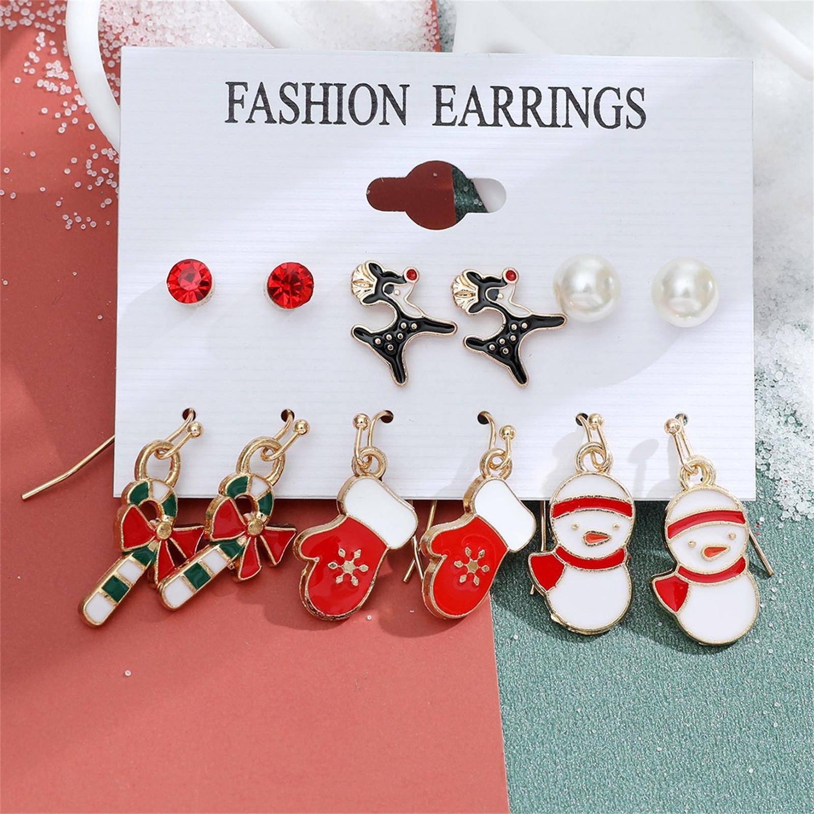 

12PC Women Creative Stud Earrings Christmas Earrings Fashion Trends Earrings One Size
