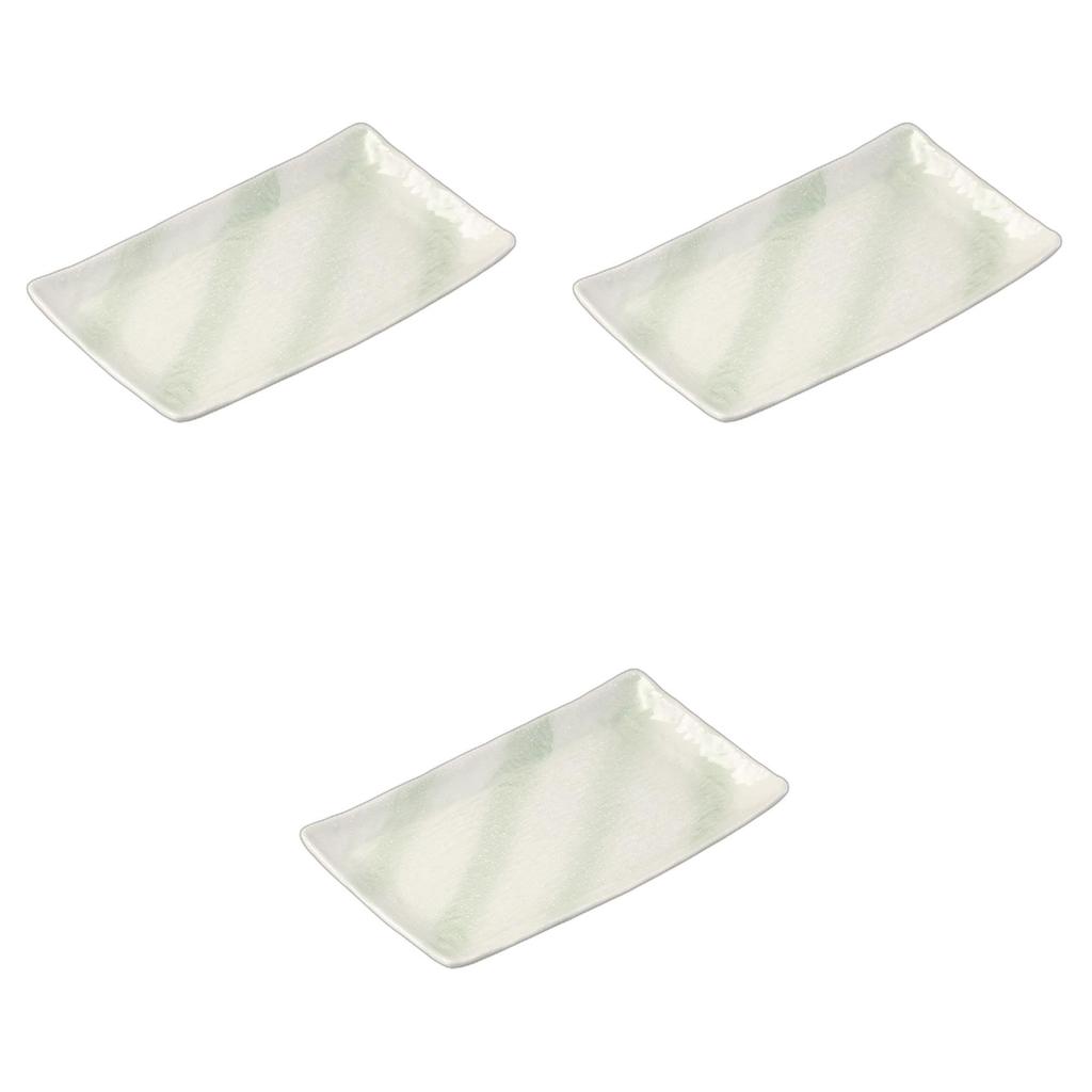 Set of 3 Green Blown Pottery Plates X X Pottery Setomonohonpo [24 14.5 1.5 Cm] Plates, Ceramic,