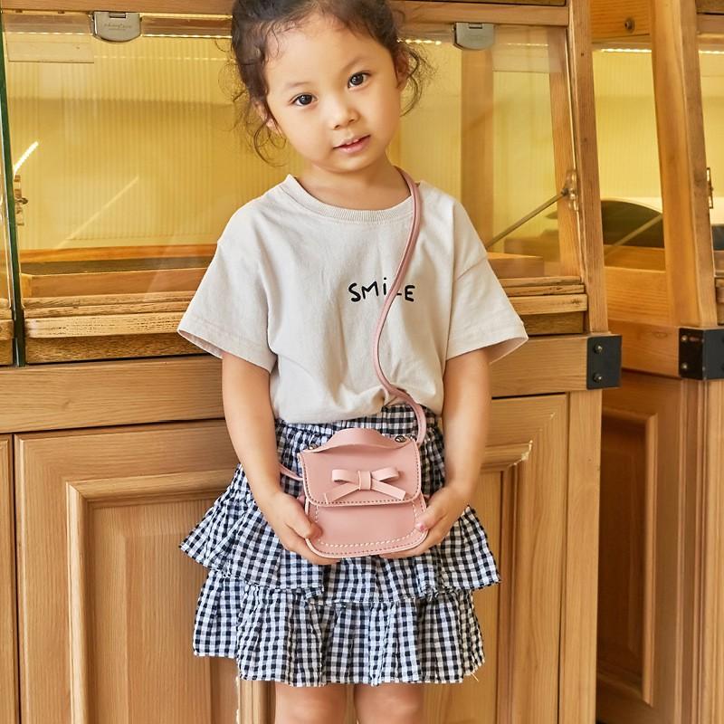 Borsa a tracolla per ragazze, mini borsa a tracolla con fiocco, tinta unita, per bambini
