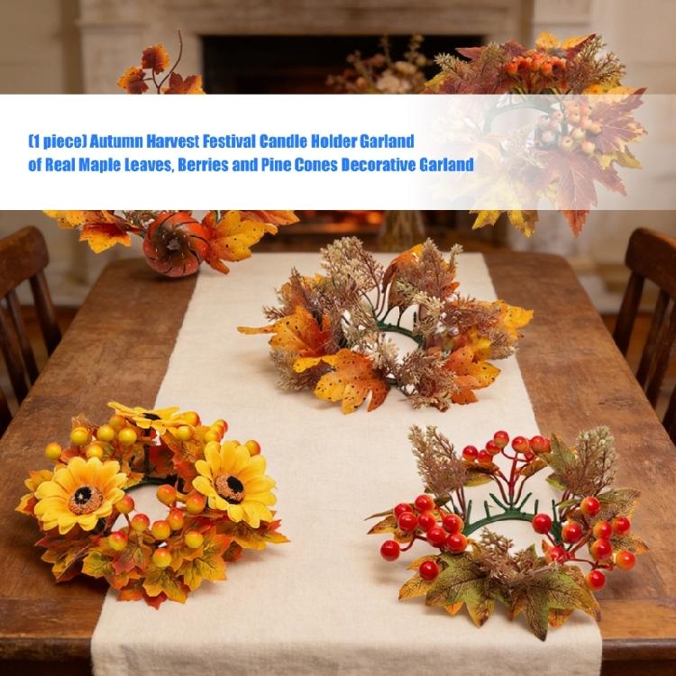 Seasonal Autumn Candle Wreath, Wall Shelf Styling with Faux Branch Texture for Entry Tables and Holiday Hosting