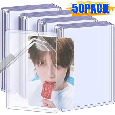 1/25/50Pcs Transparent Card Sleeve Korean Kpop Card Sleeve with Protective Film Holder Idol Photo Game Card Holders Cover 35PT