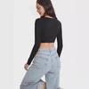 Women's Sexy Long-Sleeved Crop Top - Seamless Square Neck Fashion T-Shirt