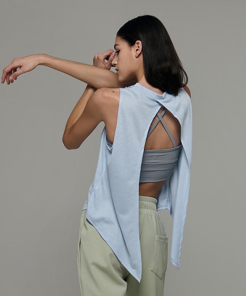 Debiweeo Women'S Yoga Wear Devi-Ts0010-Baby Blue Pilates Cover-Up Opening Sleeveless