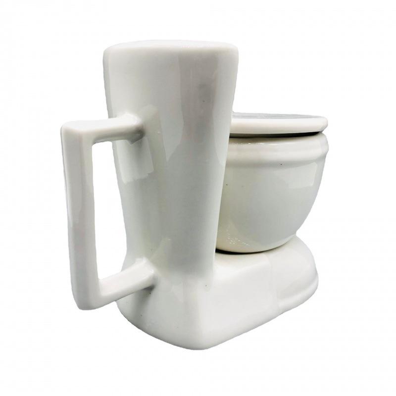Parodie Toilettenbecher kreative Toilettenwassertasse großes Fassungsvermögen dreidimensionale Kackbecher Toilettenbecher Keramiktasse mit Deckel