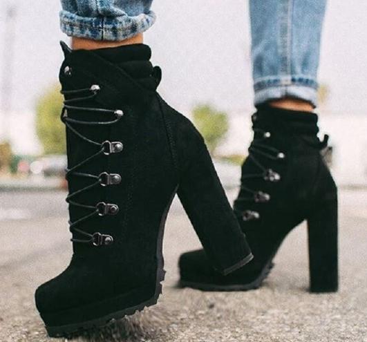 

Fashion Womens high heel pattern flat boots chunky heel women shoes ladies soder boots sexy open toe parka boots 43
