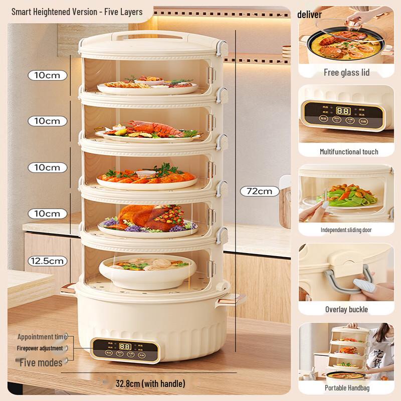 MUTTI 5-Layer Electric Food Warmer & Heating Pot Set