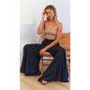 GMXIA Spring Summer Women's Wide-leg Trousers with Elastic Belts, Wide-leg High-waisted Long Style