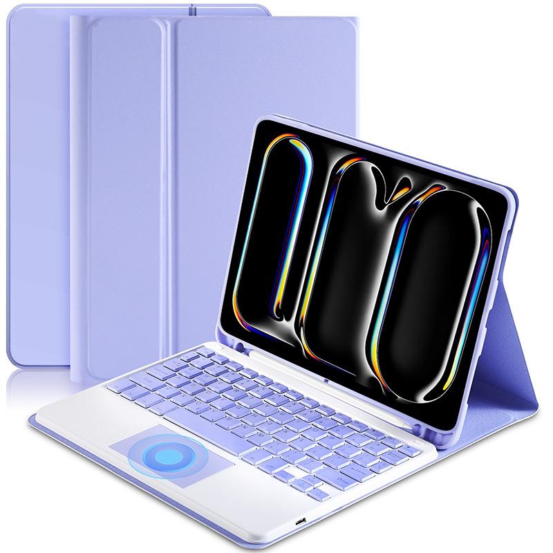 Compatible iPad Air 7th Gen Leather Case with Colorful Backlit Bluetooth Keyboard & Touchpad (10.9")