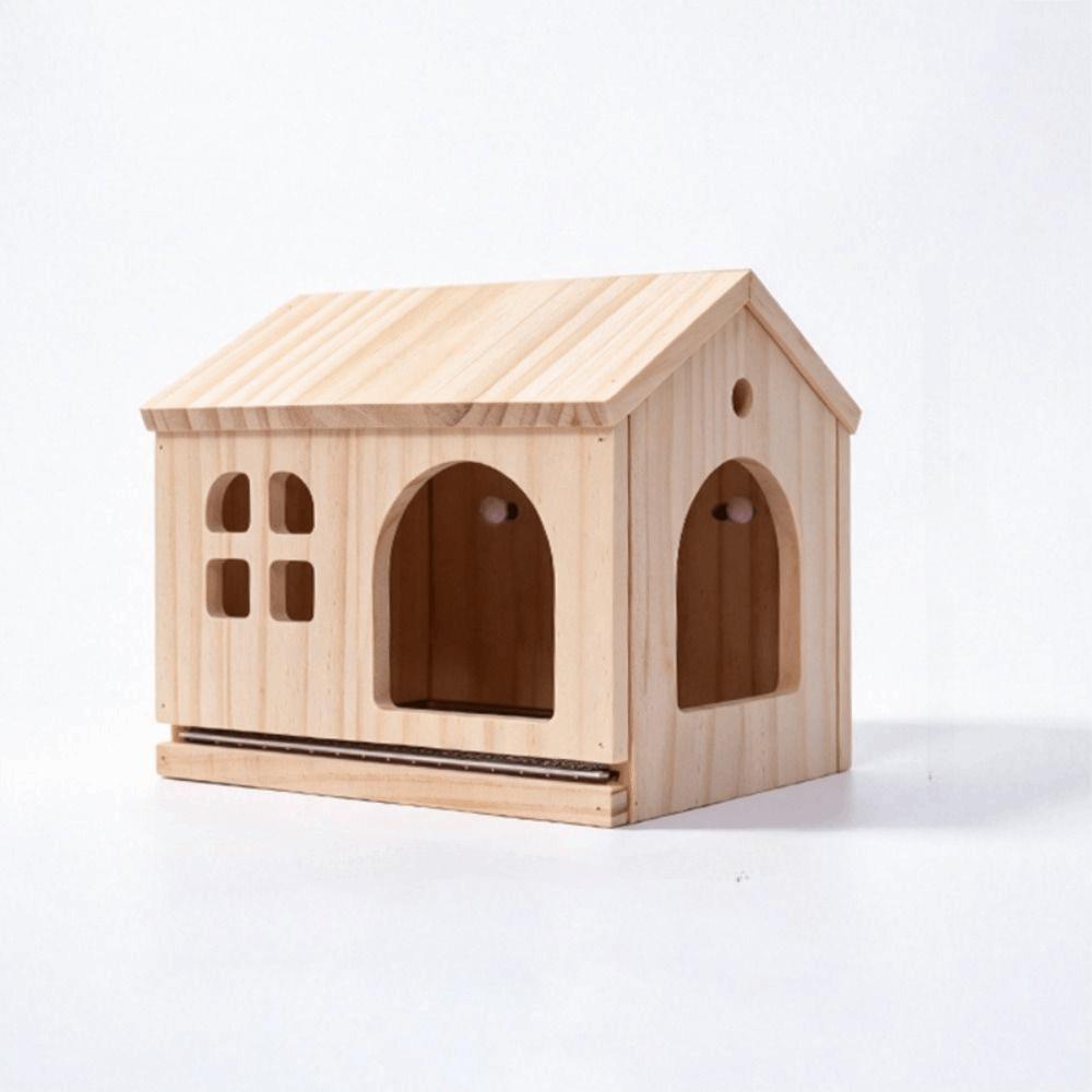 Drawable Bottom Parrot Breeding Box Solid Wood Hanging Bird Nest Bird Wooden House  Pet Supplies