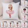 Nordic Style Pink Princess Girl Cushion Cover Decor Cartoon African Girl Pillow Case For Sofa Super Soft Short Plush Pillowcase