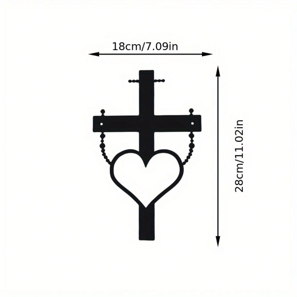 

Cross Heart Metal Wall Art Iron Sculpture Christian Gift Home Decor різнокольоровий